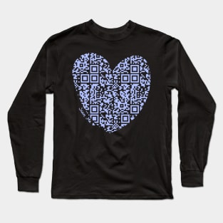 Pastel Purple Rick Astley Rickroll QR Code Heart Art Long Sleeve T-Shirt